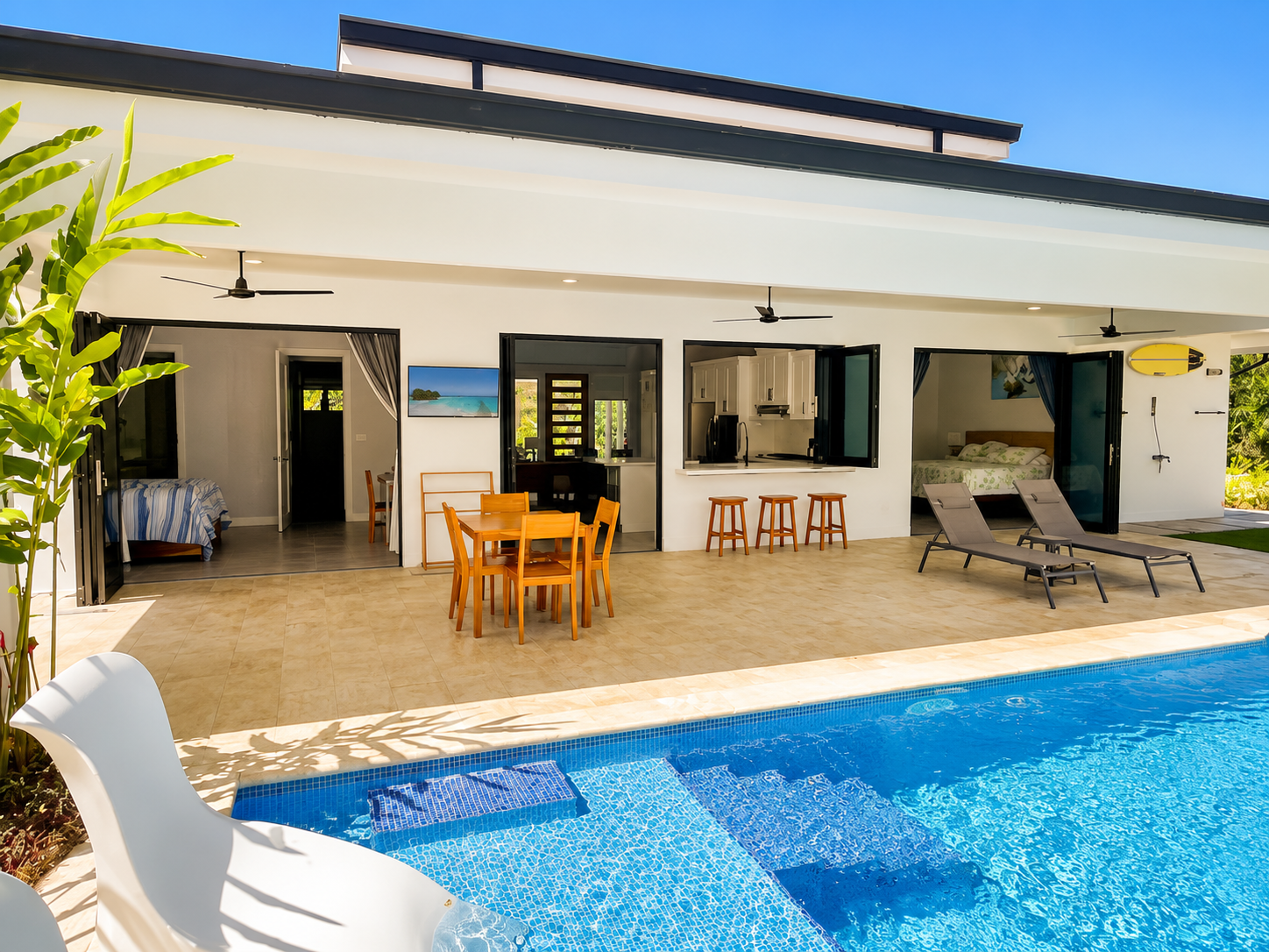 Casa Tranquila patio with open doors for indoor-outdoor living